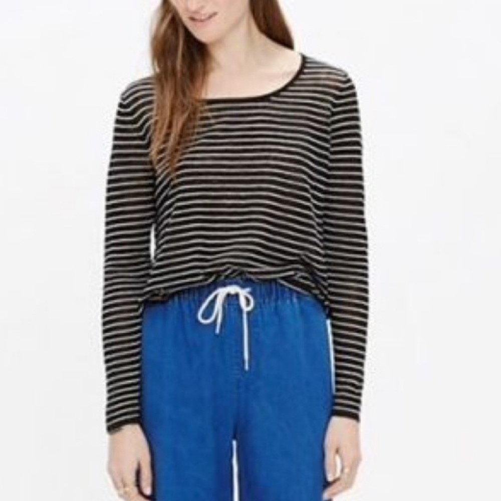 Madewell Skipper Cropped Pullover Stripe Knit Top